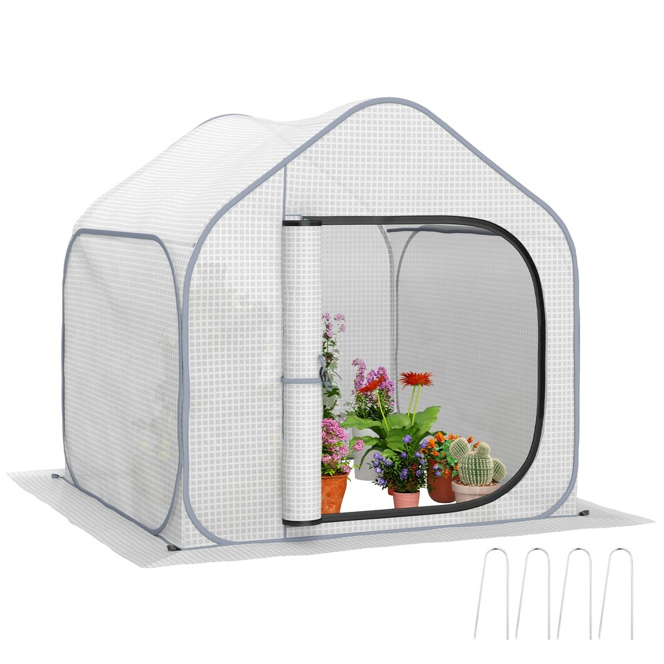 image 1 of Outsunny Mini Pop Up Greenhouse w/ Reinforced PE Cover, Zipper Door, Green