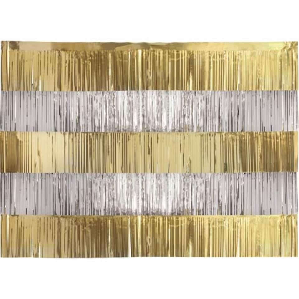 Gold & Silver Foil Fringe Garland Decorating Backdrop 1.2m - Pack of 5