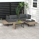 image 2 of Outsunny 3 Pieces Garden Furniture Set, L Shaped 4 Seater Corner Sofa Set with Table and Cushions, HDPE, Outdoor Patio Sofa Set for Patio, Grey