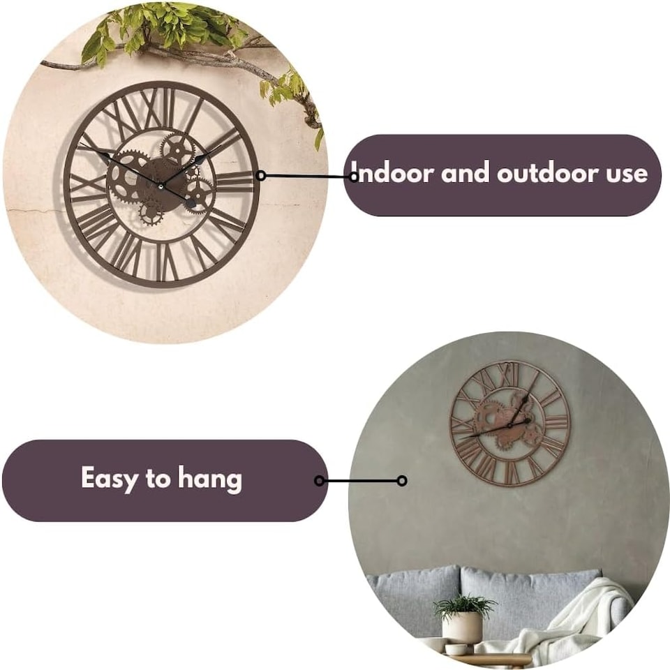 image 1 of Marco Paul 35cm Brown Skeleton Wall Clock Brown