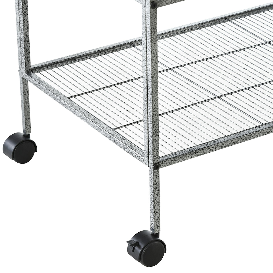 image 1 of PawHut Double Rolling Bird Cage with Removable Metal Tray and Storage Shelf