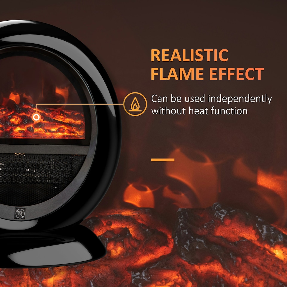 image 1 of HOMCOM Table Top Electric Fireplace Heater W/ LED Flame Rotatable Head Black