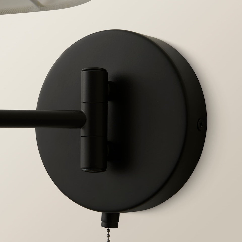 image 1 of ValueLights Sonia Pair Black Swing Arm Wall Lights Taper Shade | Black