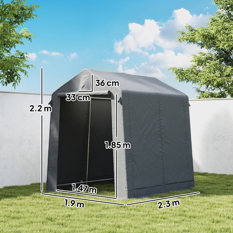 image 1 of Outsunny 7.5 x 6.2 ft Outdoor Garden Storage Shed, Waterproof Bike Tent | Grey | Dark Grey