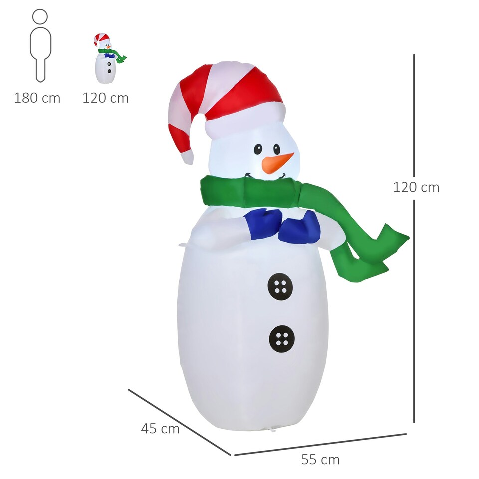 image 1 of HOMCOM 4ft Inflatable Christmas Snowman Decoration LED Lights for Lawn Garden