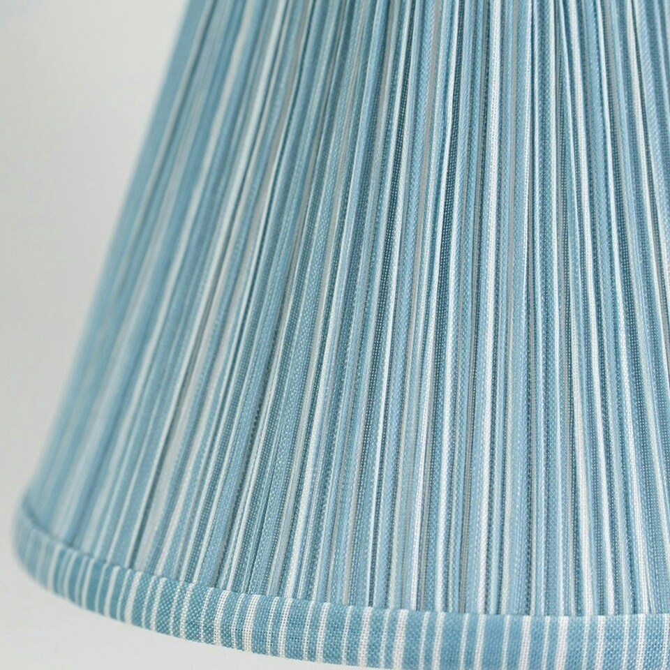 image 1 of ValueLights Laurenne Tapered Blue Pinstripe Fabric Pleated Easy Fit Small Lamp Shade