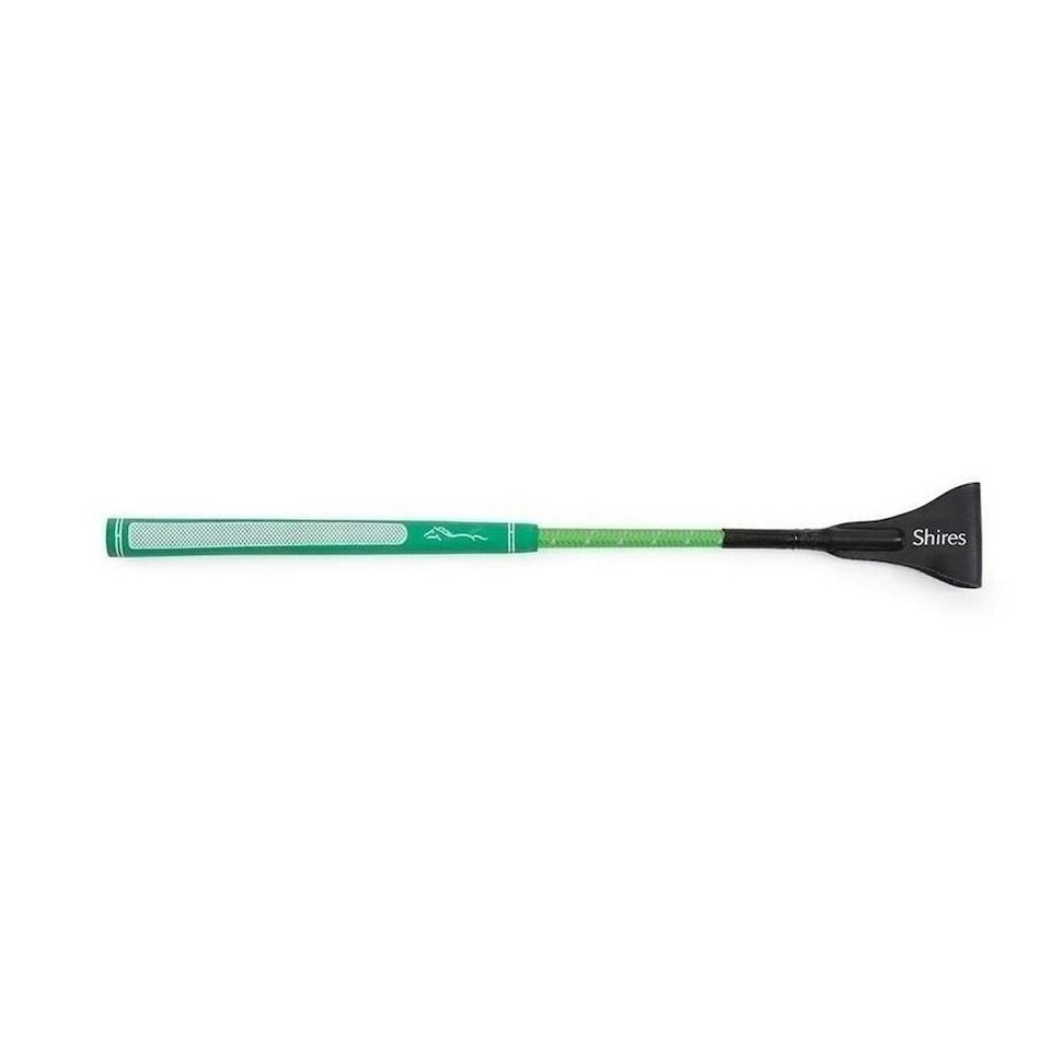 image 1 of Shires Rainbow Horse Jumping Whip - Green - 17in