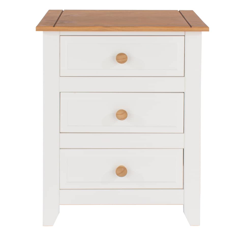 image 1 of Capri White 3 Drawer Pine Nightstand - Country House Style Bedside Cabinet | White | White | One Size | 1