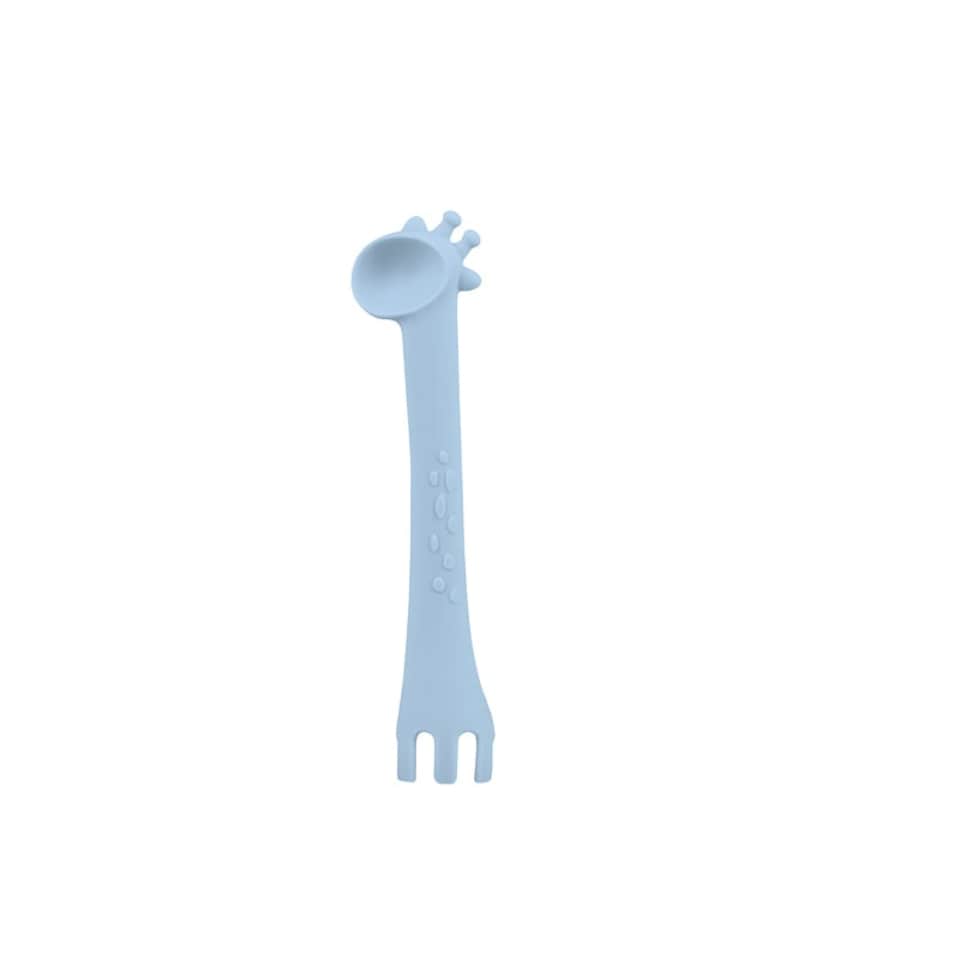 image 1 of Kikka Boo Silicone Spoon With Fork Giraffe Blue