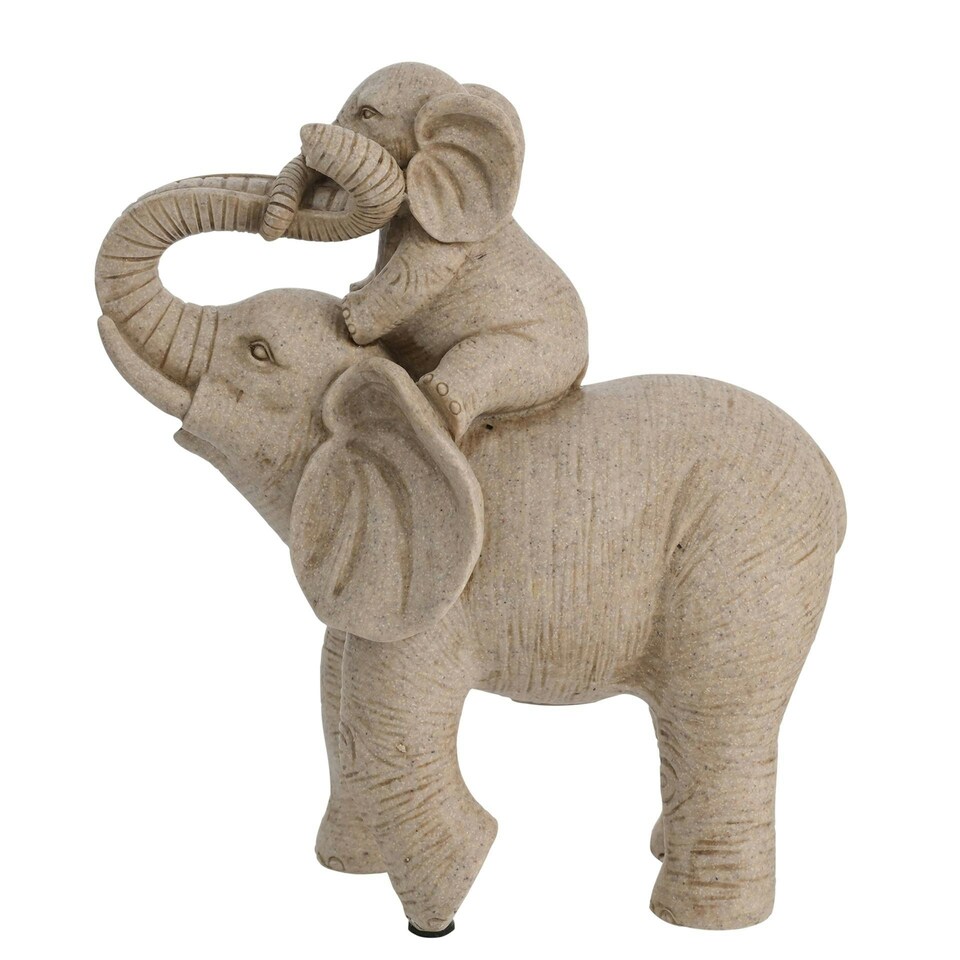 image 1 of Naturecraft Collection Elephant & Calf Sandstone Finish Grey