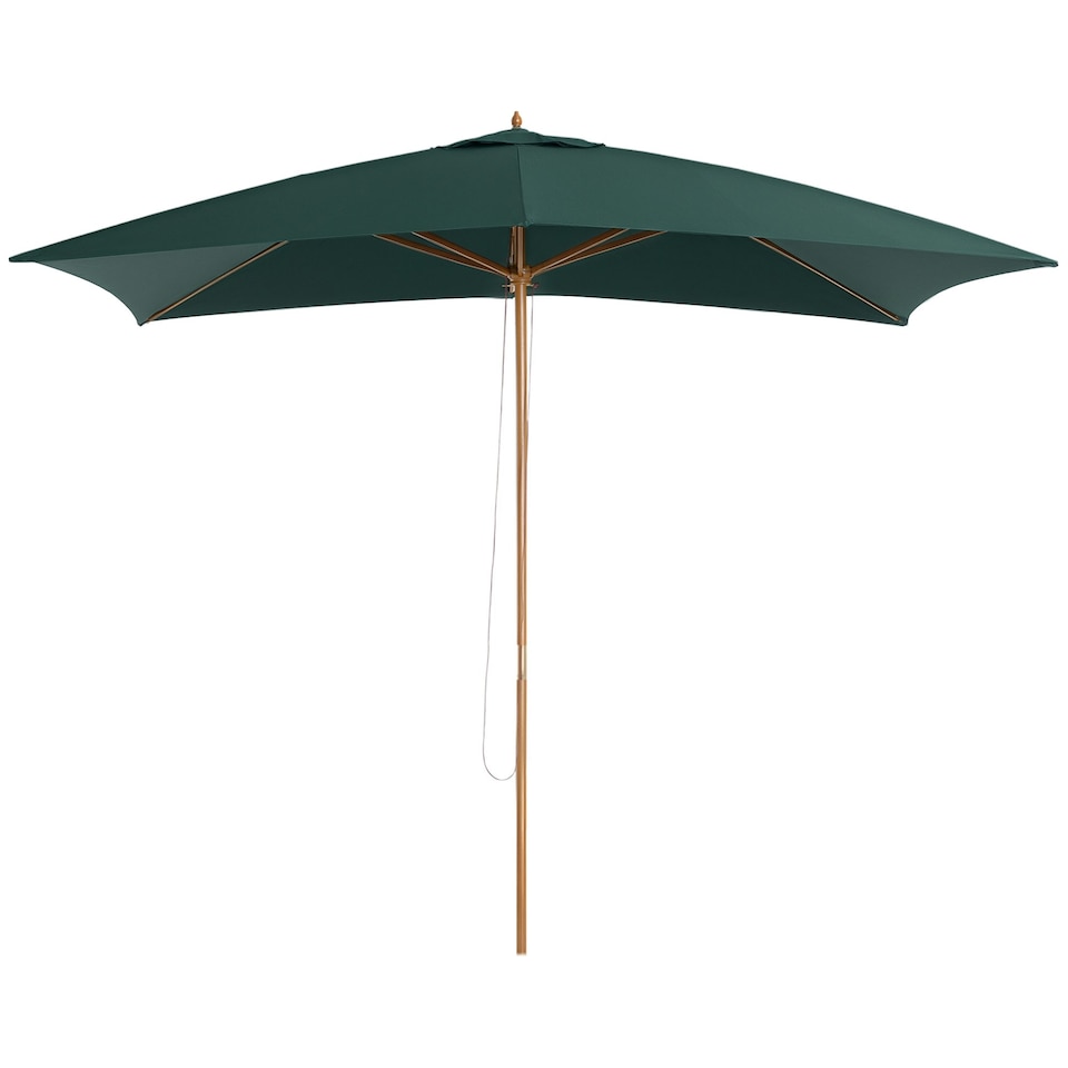 image 1 of Outsunny Wooden Garden Parasol Sun Shade Patio Umbrella Canopy Green