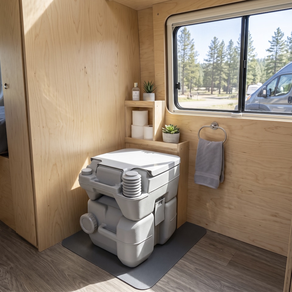 image 1 of Outsunny 20L Camping Toilet Portable Travel WC Caravan Picnic Fishing Restroom