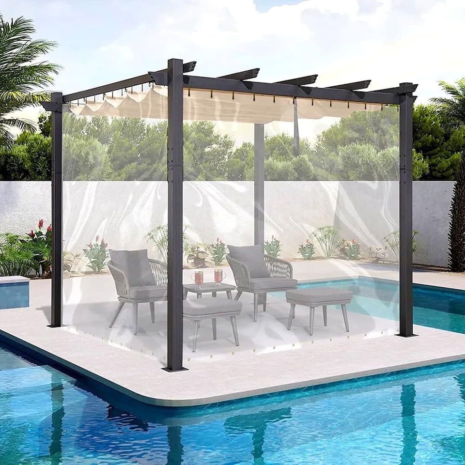 Covers&All Outdoor Clear Tarp Curtain, 18oz Clear Outdoor Curtains For ...