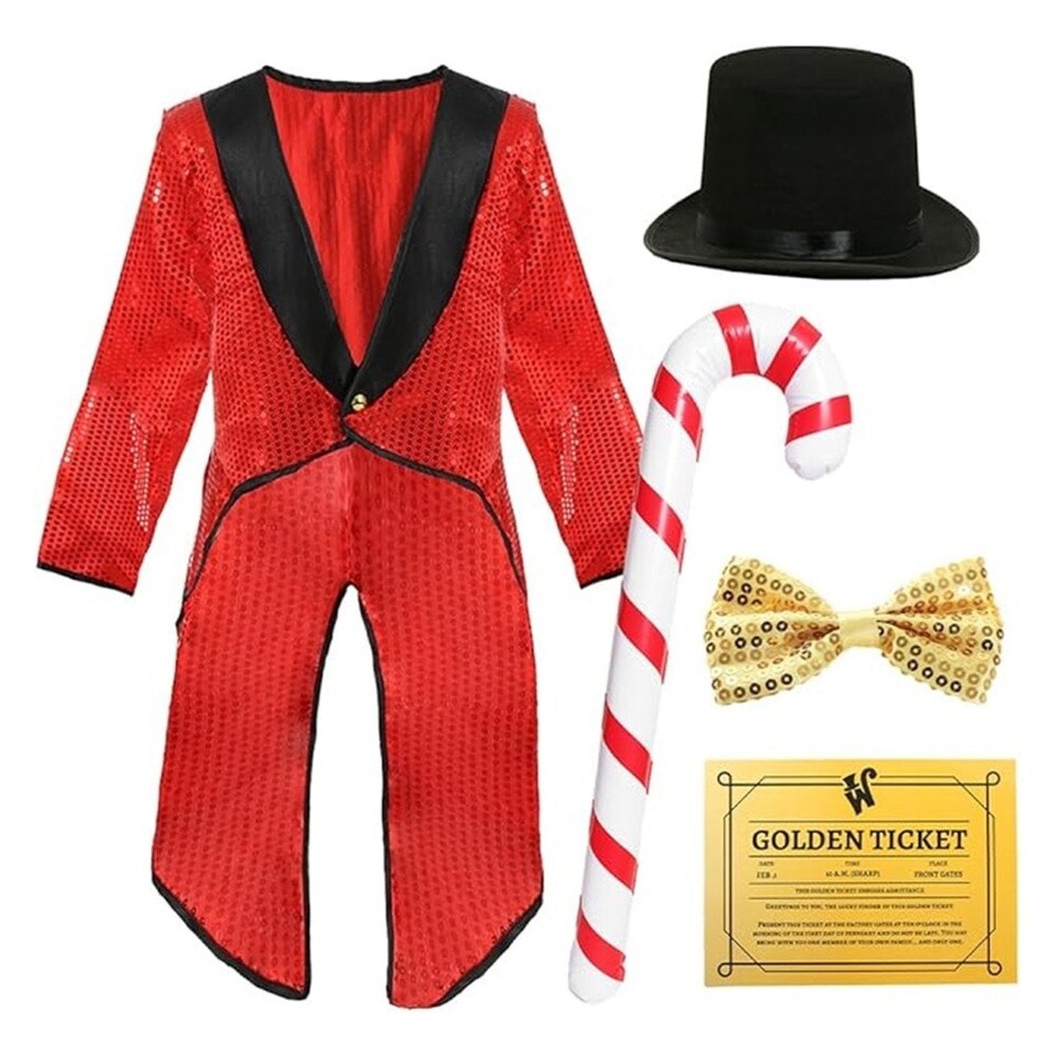 image 1 of Chocolate Factory Boss Costume with Tailcoat Red | S