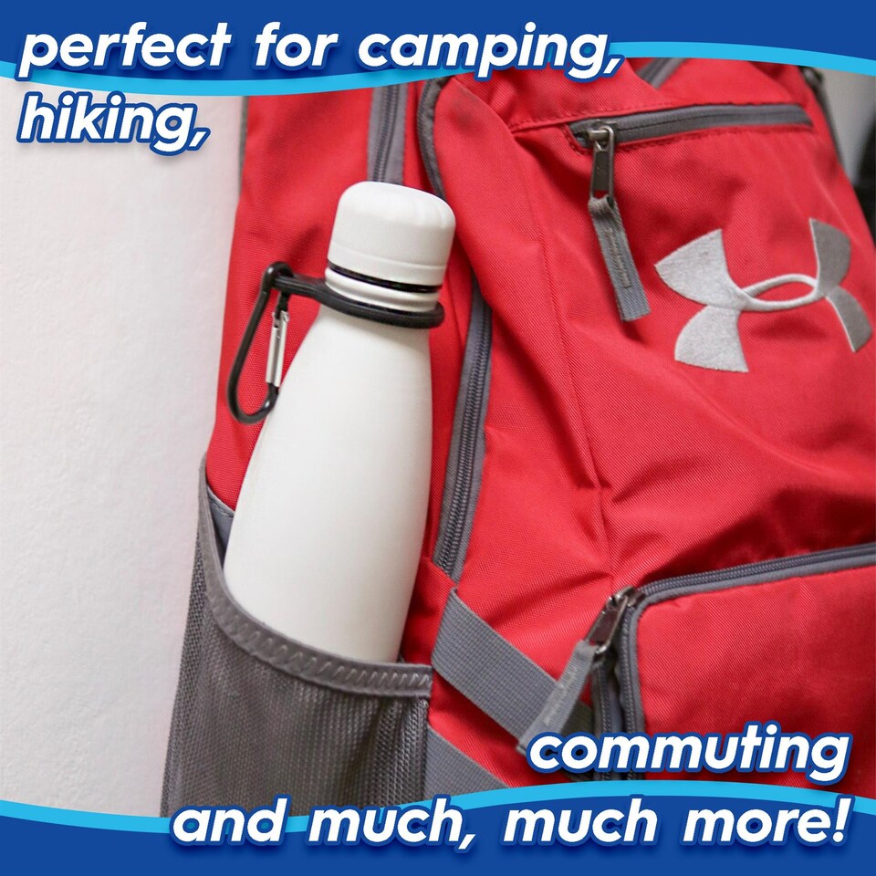 image 1 of Harbour Housewares Stainless Steel Water Bottle with Carabiner Clip - 500ml - Matt White | White | Matt White | One Size