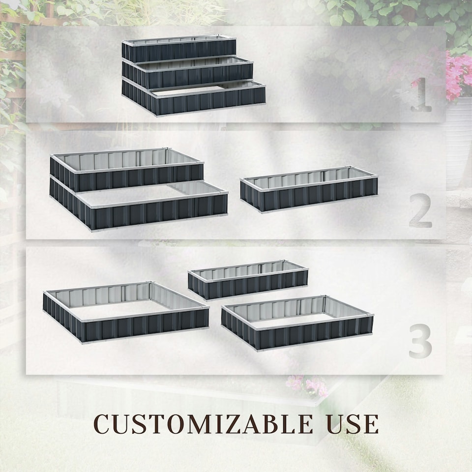 image 1 of Outsunny 3 Tier Raised Garden Bed, Metal Elevated Planer Box, Easy Assembly