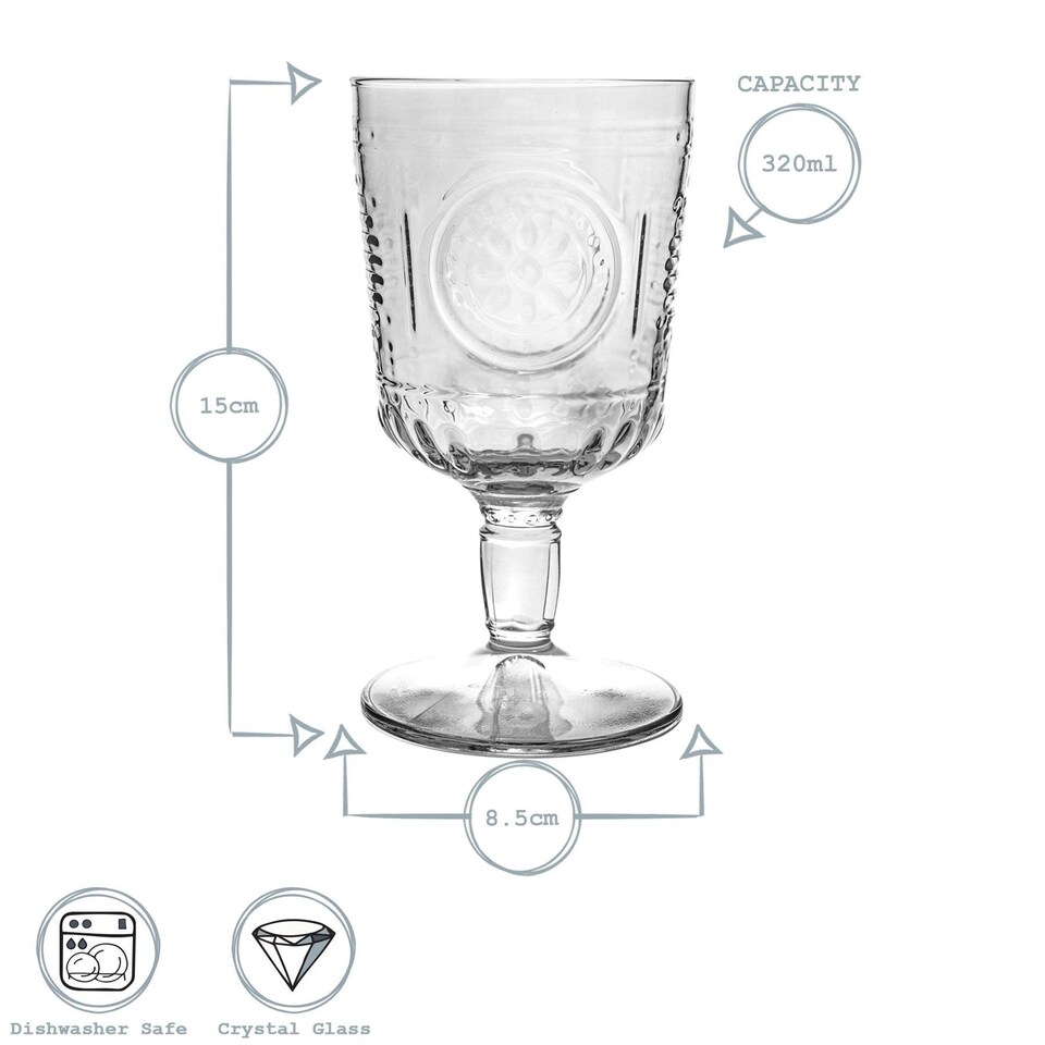 image 1 of Bormioli Rocco Romantic Wine Glasses - 320ml - Clear - Pack of 6