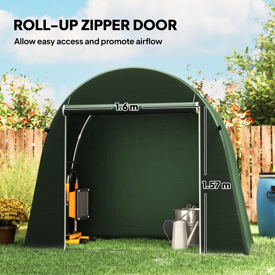 image 1 of Outsunny 8 x 4 ft Garden Storage Shed Tent Waterproof Bike Tent, Green