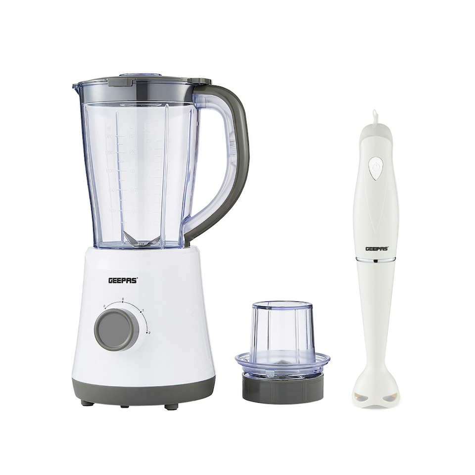 image 1 of GEEPAS Jug Blender & Hand Blender Combo Kitchen Set White