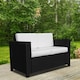 image 2 of Outsunny Rattan Sofa, 2 Seater Garden Furniture with Soft Padded Cushion and Armrests, Wicker Garden Loveseat for Patio, Black