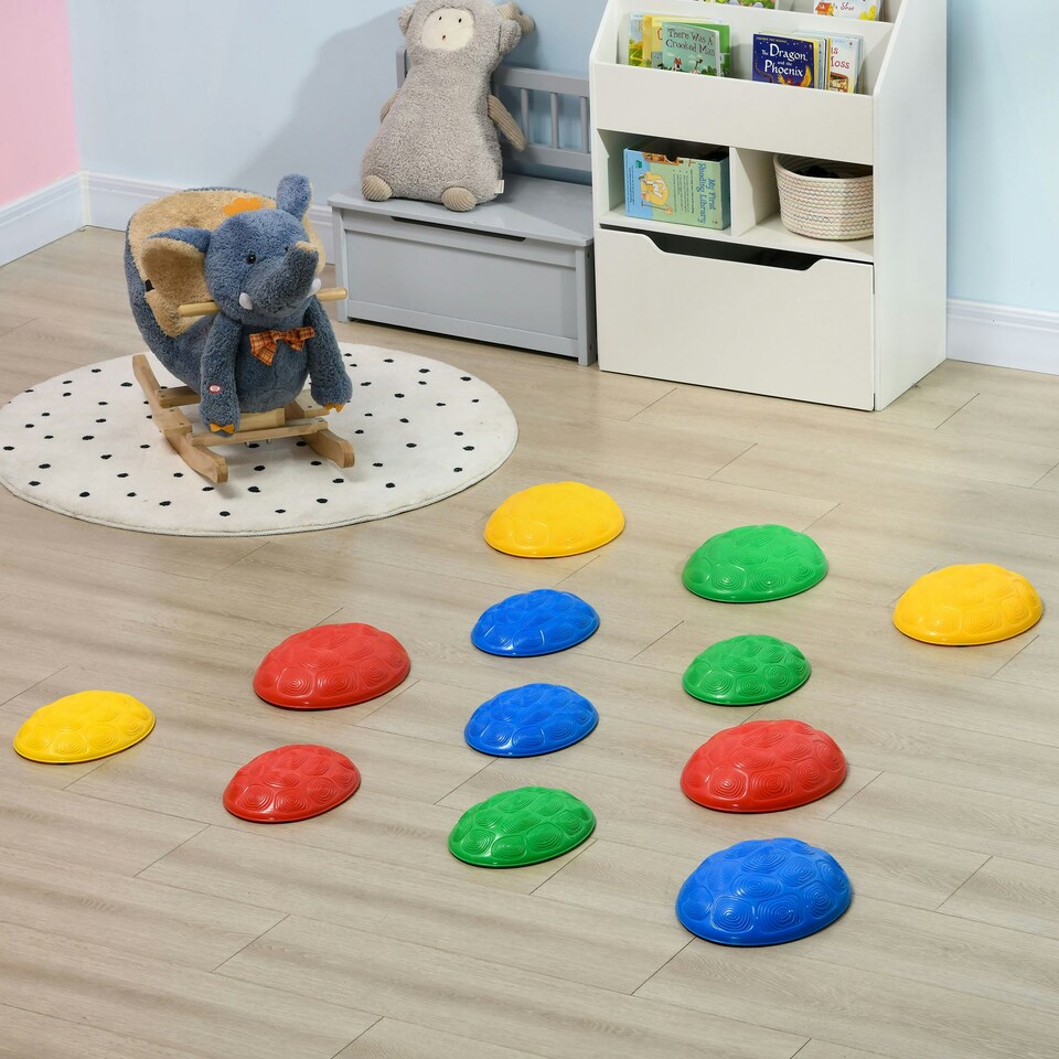 image 1 of ZONEKIZ 8PCs Balance River Stones w/ Non-Slip Mats for Ages 3-8 Years