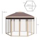 image 5 of Outsunny 3x4m Hexagon Gazebo w/ Mesh Curtains Outdoor Garden, Khaki