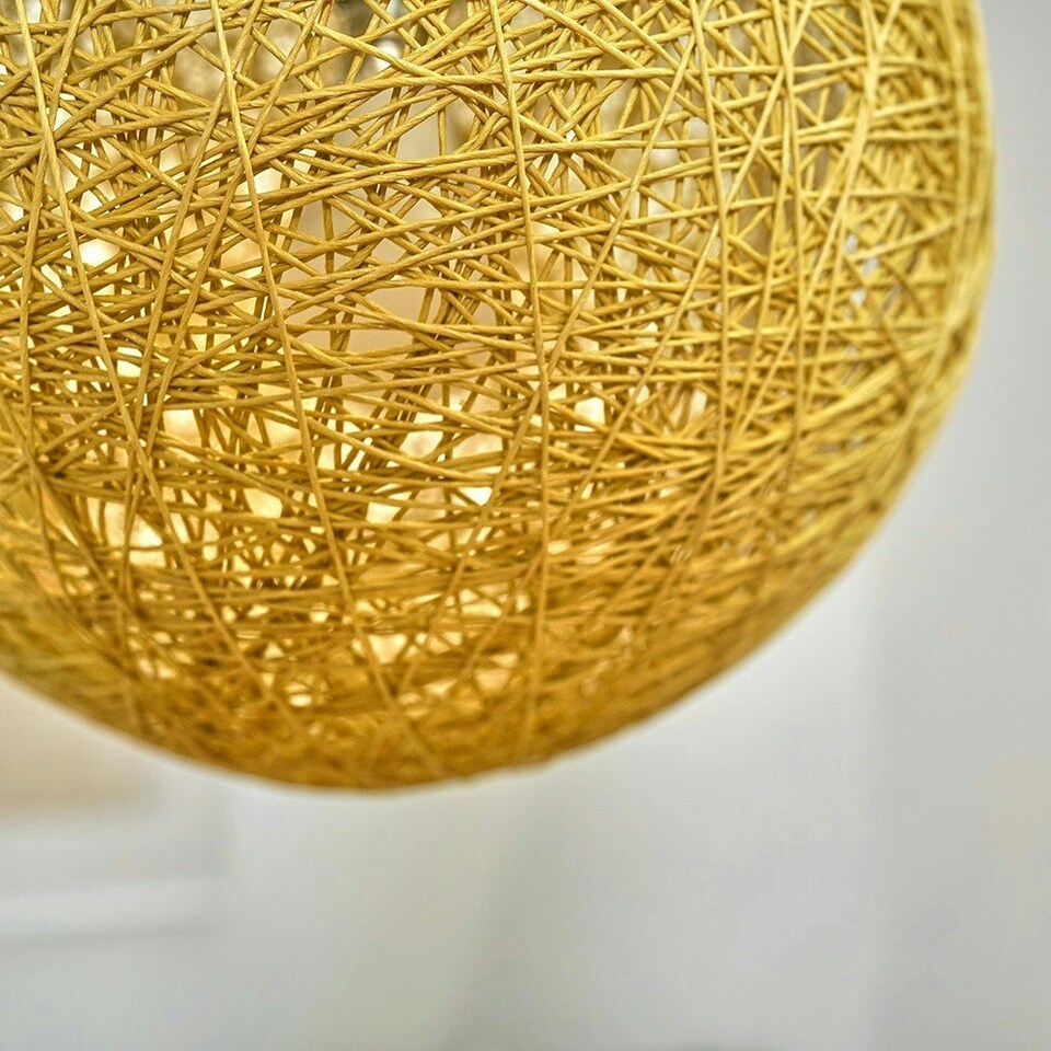 image 1 of ValueLights Bjorn Medium Rattan Wicker Cream Ceiling Pendant Shade Cream