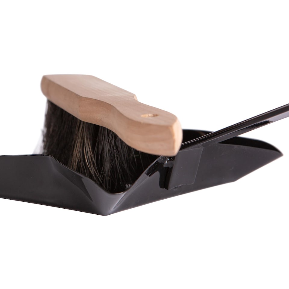 image 1 of Hammer & Tongs Fireplace Dustpan & Brush Set - Black Gloss