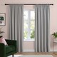 image 2 of Furn Soft Chenille Blackout Pencil Pleat Curtain Pair, 117cm width x 183cm drop | Silver | Silver | 1
