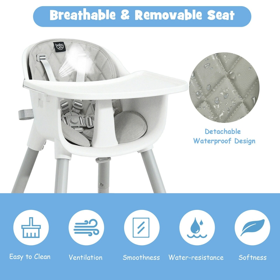 image 1 of COSTWAY 4 in 1 Baby Highchair Infant Feeding Seat