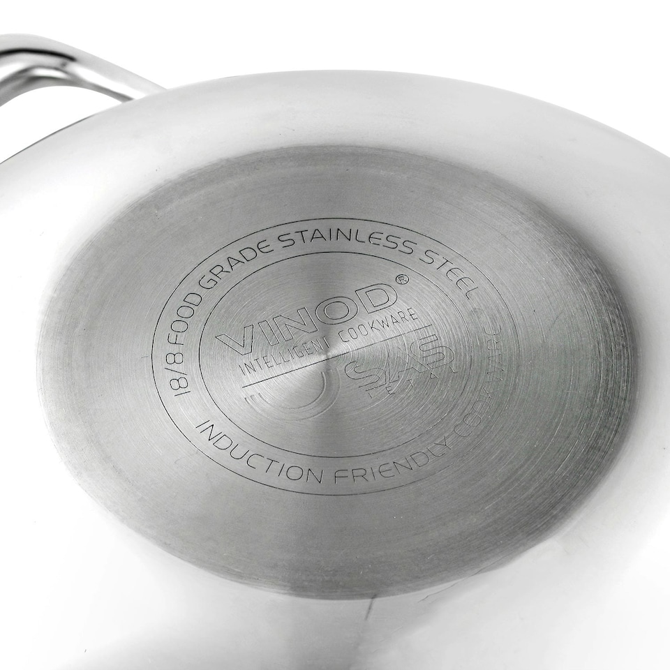 image 1 of Vinod Platinum Triply Stainless Steel Kadai with Lid 24 cm - 2.5 litre