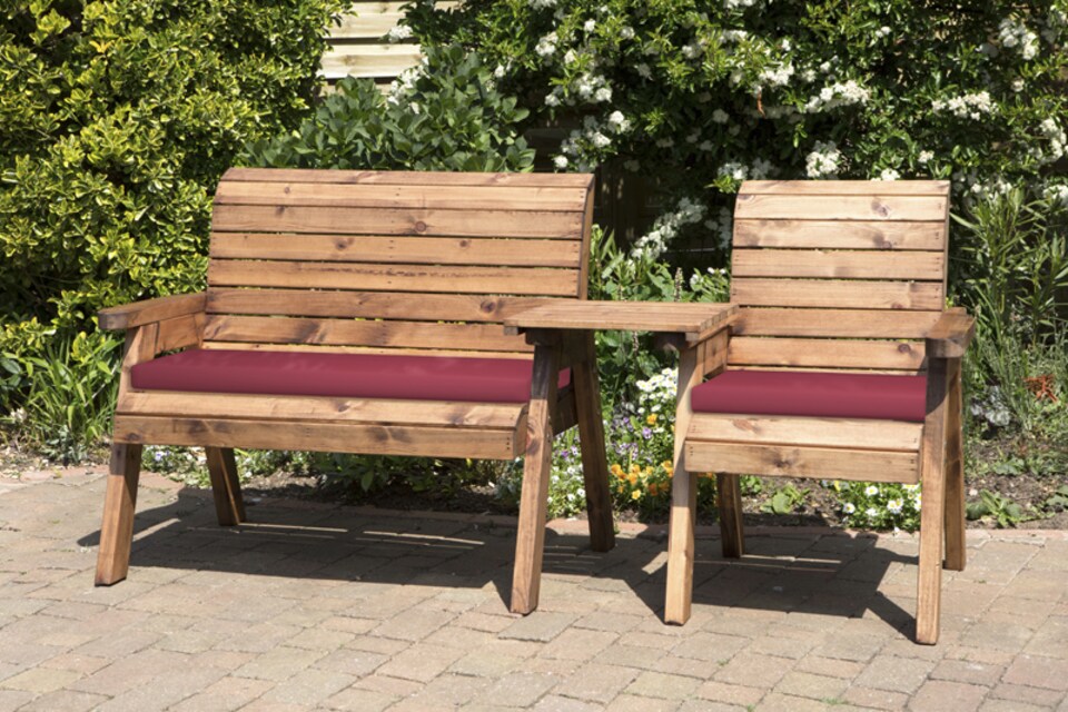 image 1 of Three Seat Companion Set Straight with Cushions - W262 x D74 x H98 - Fully Assembled - Burgundy