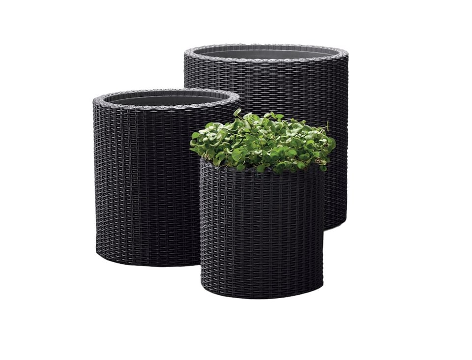 image 1 of Keter Cylinder Planter Set of 3 - Grey