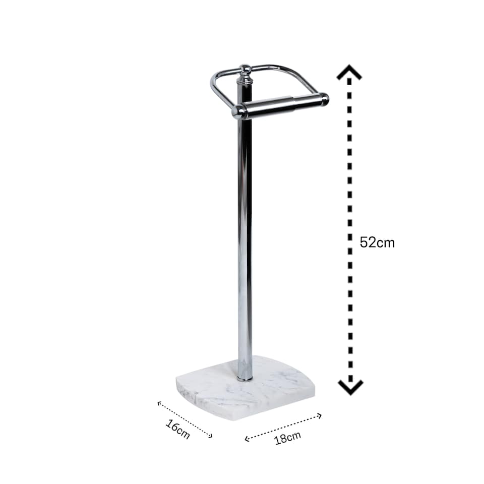 image 1 of Showerdrape Octavia White Marble & Chrome Freestanding Toilet Roll Holder | White | 1