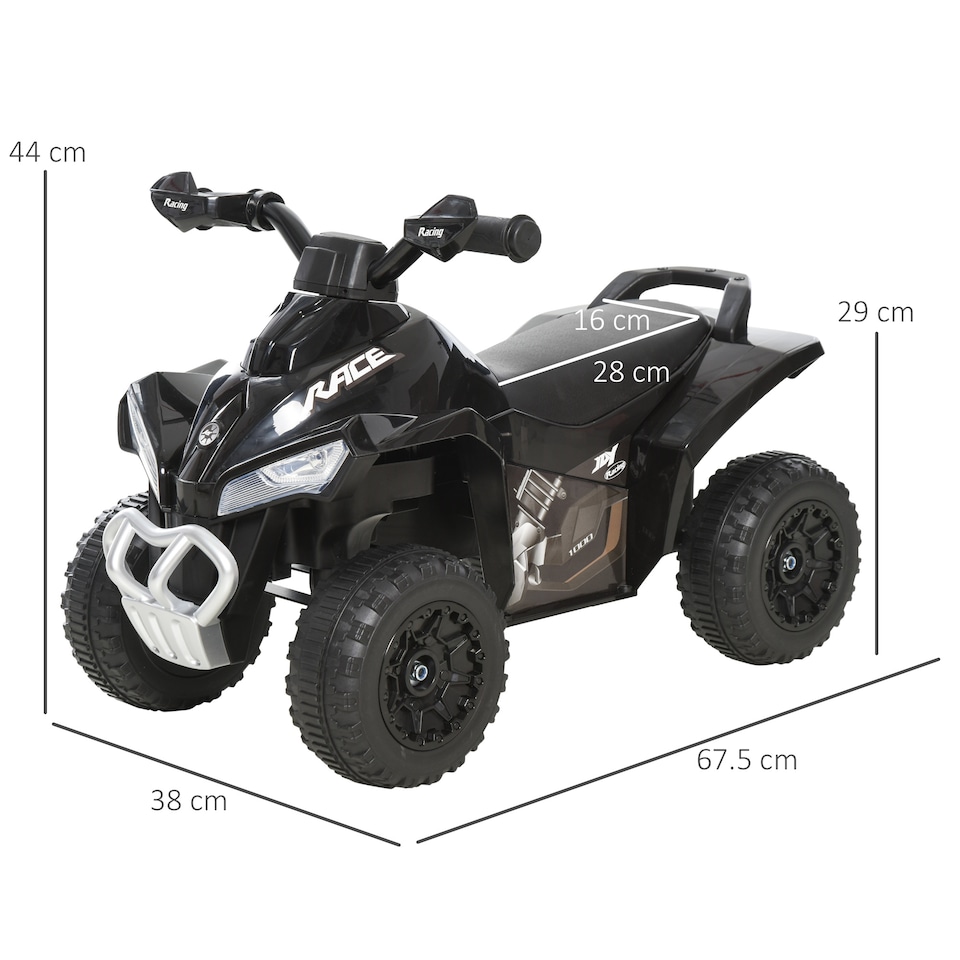 image 1 of HOMCOM No Power Quad Toddler Ride on Car Foot-to-Floor Sliding Black