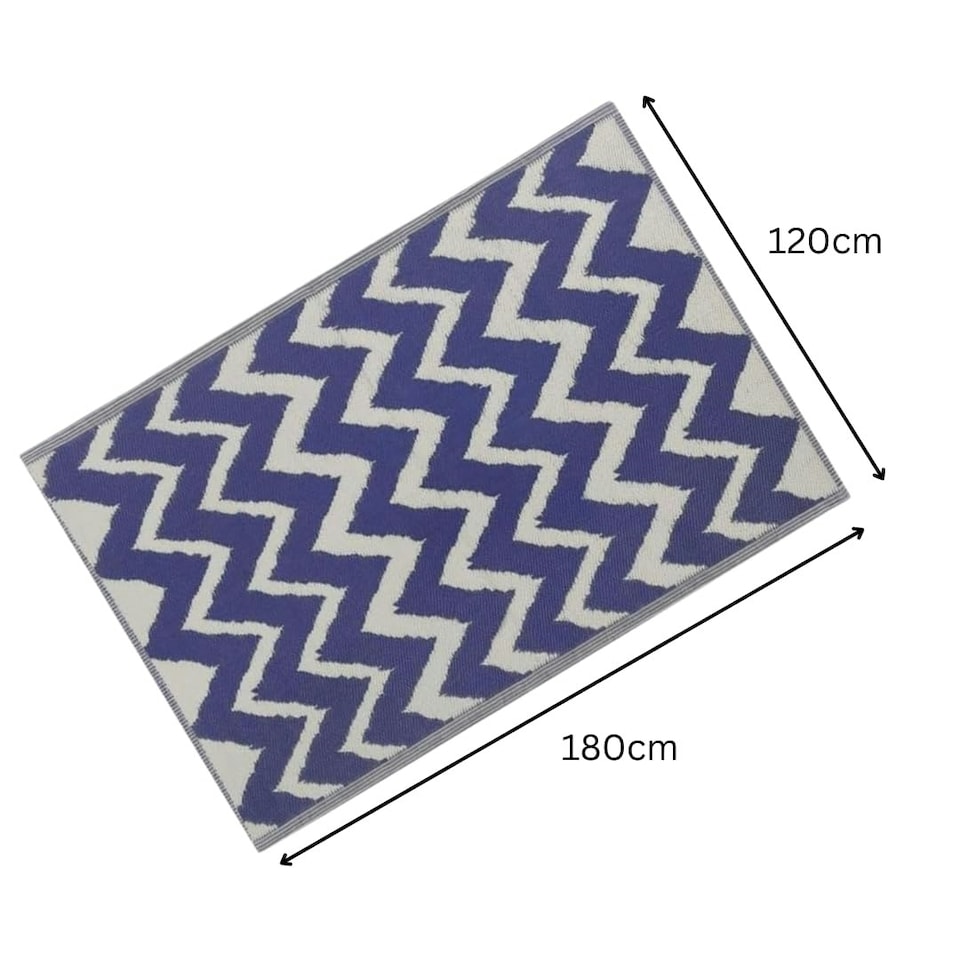 image 1 of Marco Paul Blue Zigzag Outdoor Rug Blue