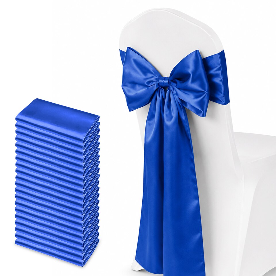 image 1 of 7"x108" Satin Chair Sash, Chair Sashes Hammed Edges Bow Tie - 25pcs
