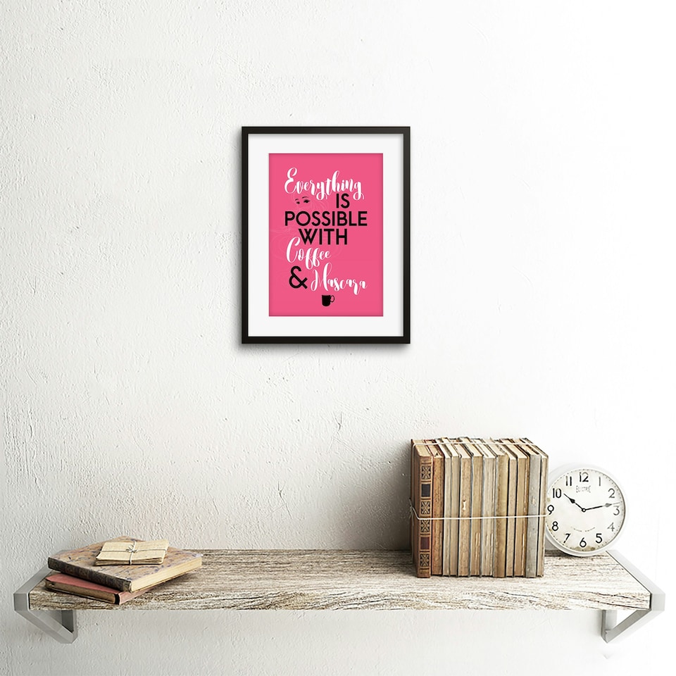 image 1 of Anything Possible Coffee Mascara Feathers Eyes 9x7" Black Framed Wall Art Print