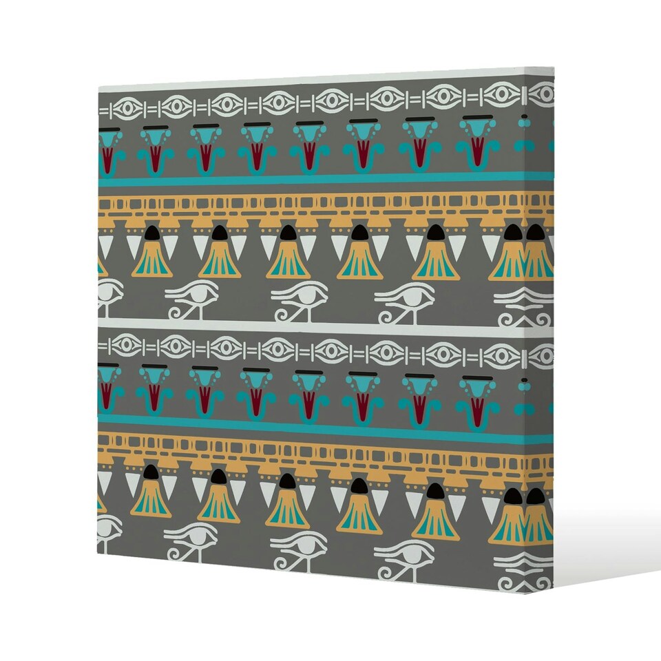 image 1 of Tribal art, Egyptian vintage ethnic silhouettes (Canvas Print) 90 x 90 x 4cm