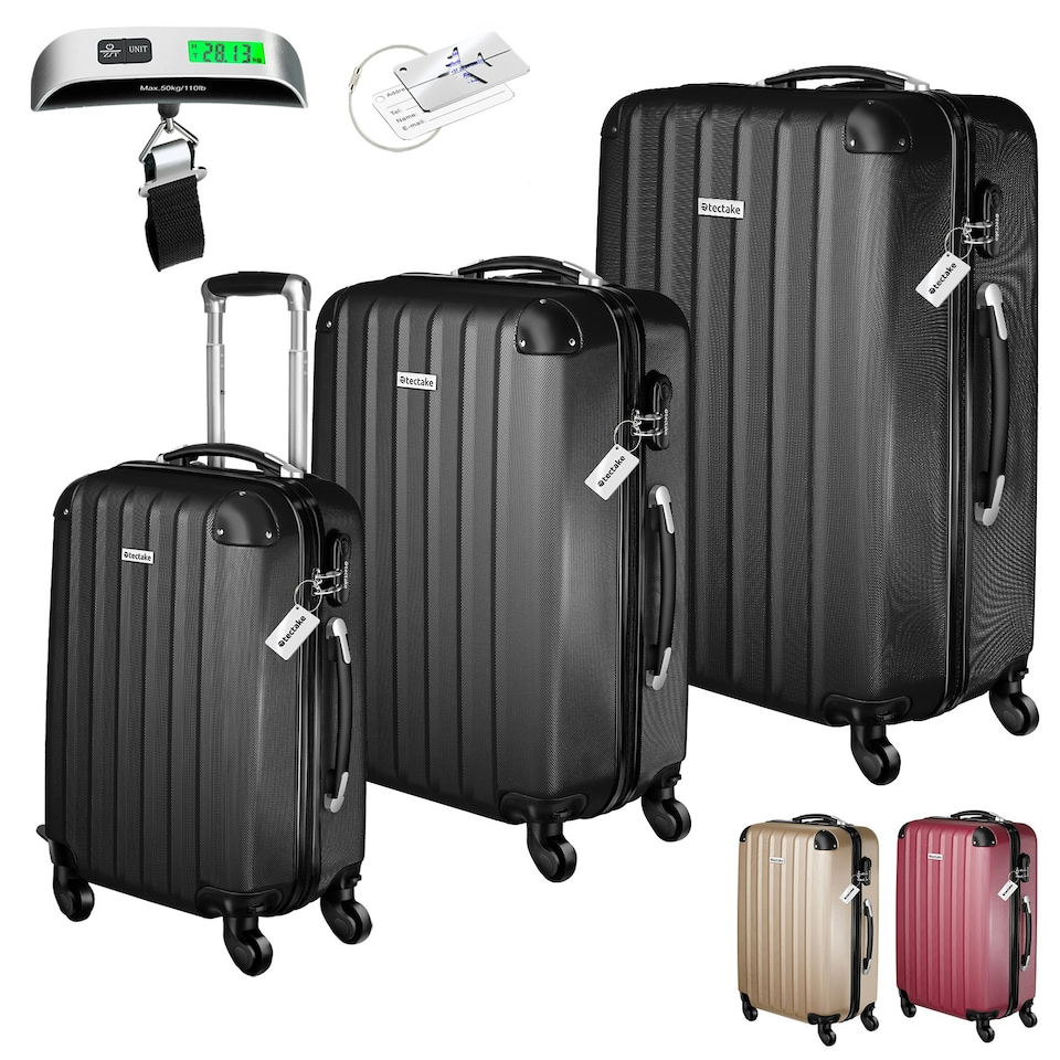 image 1 of Suitcases Set of 3 - scale, luggage tag, lock included, swivel wheels | Cream | champagne | 1