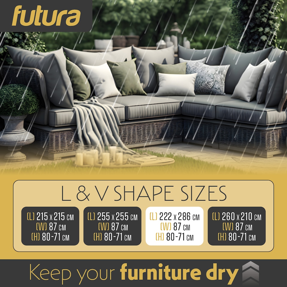 image 1 of Futura L Shape 222x286x80cm Waterproof Garden Furniture Cover 420D