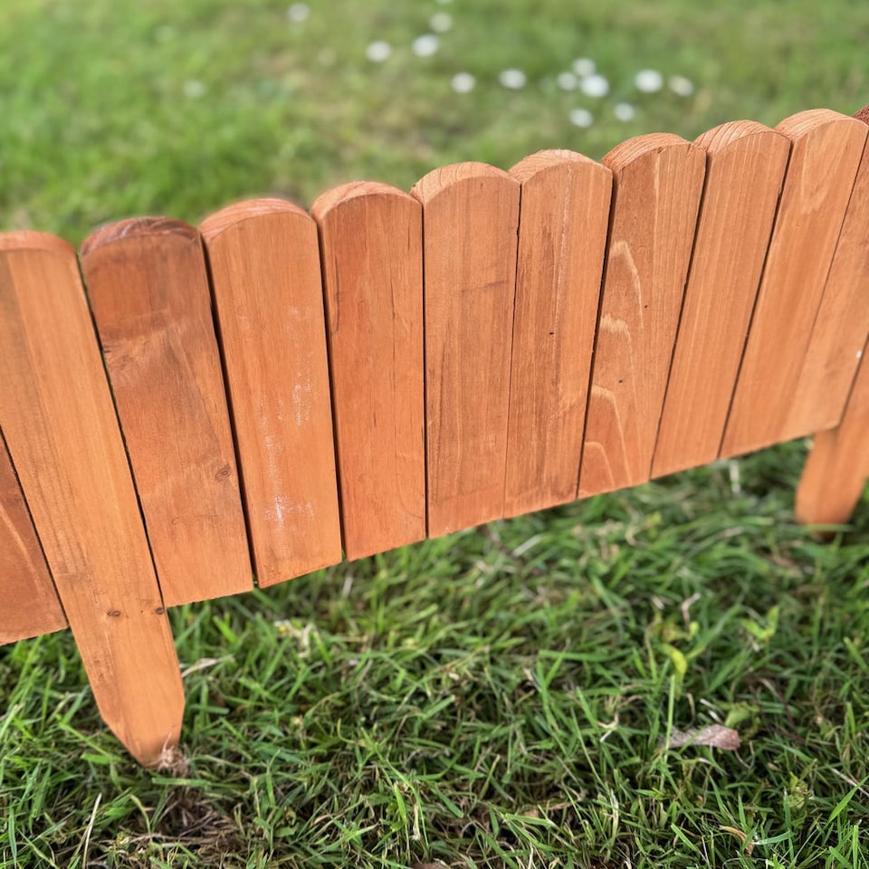 image 1 of Wooden Log Roll Style Garden Lawn Edging (70cm x 20cm) - 6 Panels