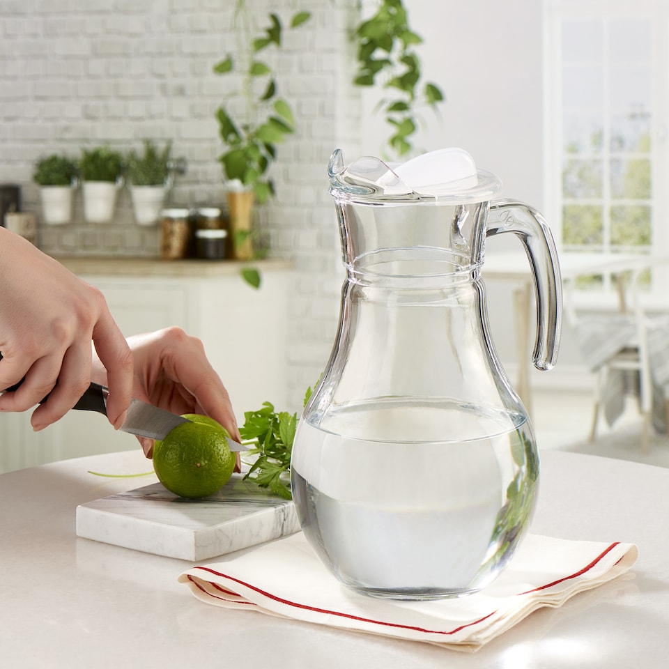 image 1 of 1.8L Pasabahce Large Glass Jug with Lid | Clear | 1 Jug | 1