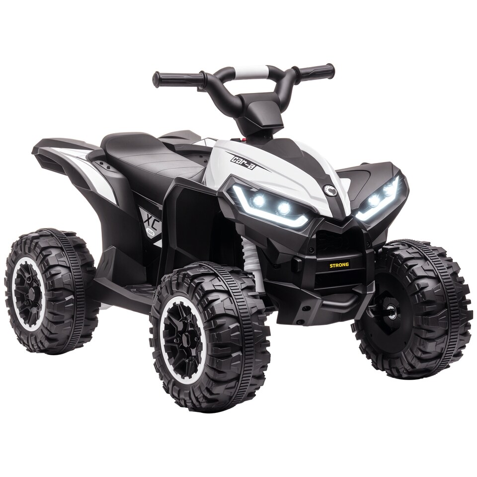 image 1 of HOMCOM 12V Electric Quad Bike for Kids Ride On Car ATV Toy, with Forward Reverse Functions, LED Lights, Music, for Ages 3-5 Years - White