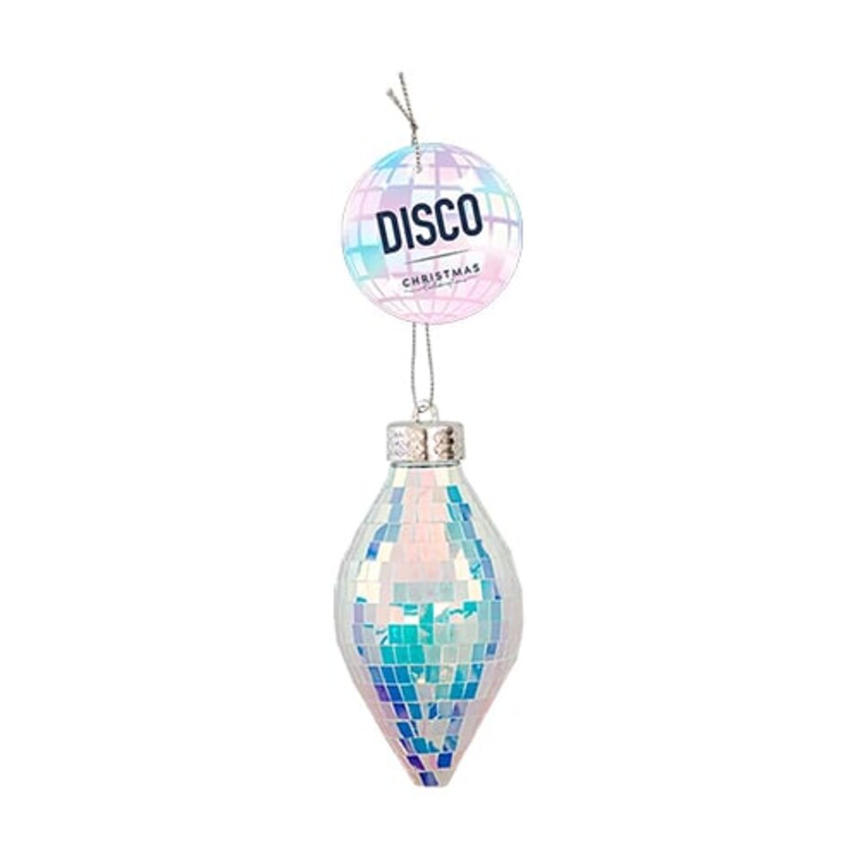 Iridescent Disco Ball Teardrop Bauble Christmas Hanging Decoration 13cm