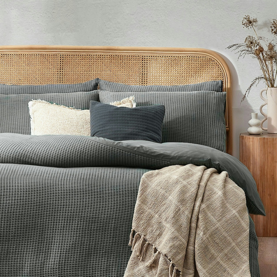 image 1 of Yard Chunky Waffle 100% Cotton Single Duvet Cover Set