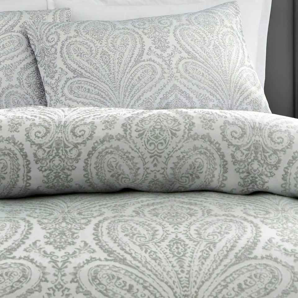 image 1 of Portfolio Home Montpellier Paisley Jacquard Bedding Duvet Cover Set Silver | Double