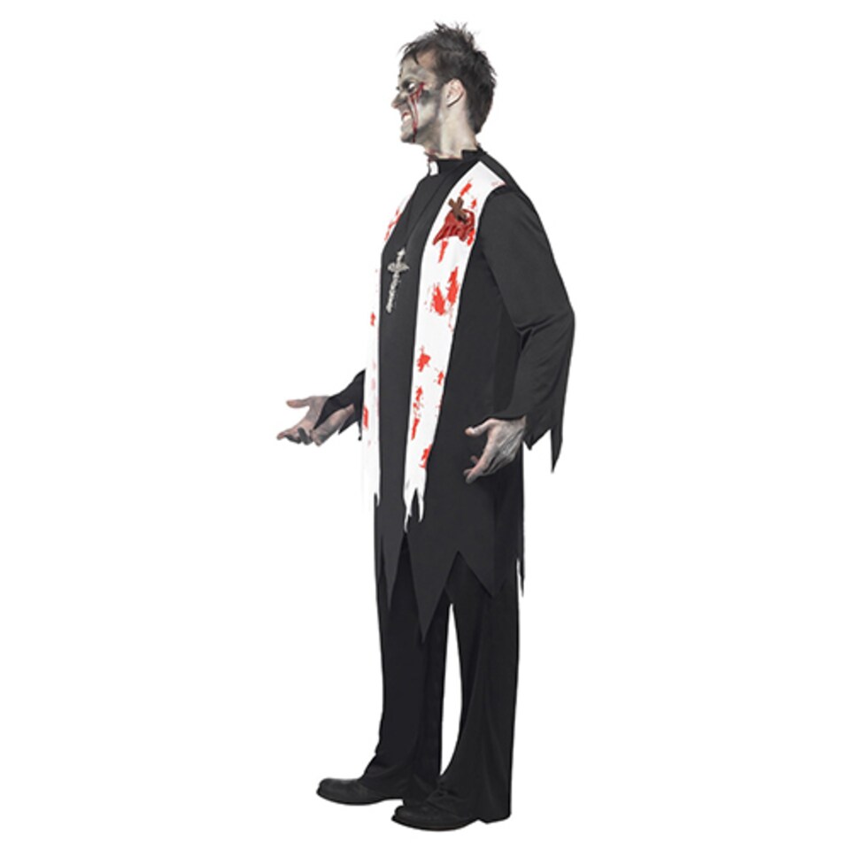 image 1 of Zombie Priest Fancy Dress Costume Adult Mens Medium