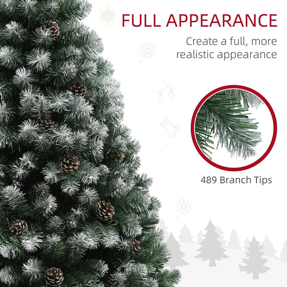 image 1 of HOMCOM 5ft Artificial Pine Christmas Tree with Pinecones, Steel Base