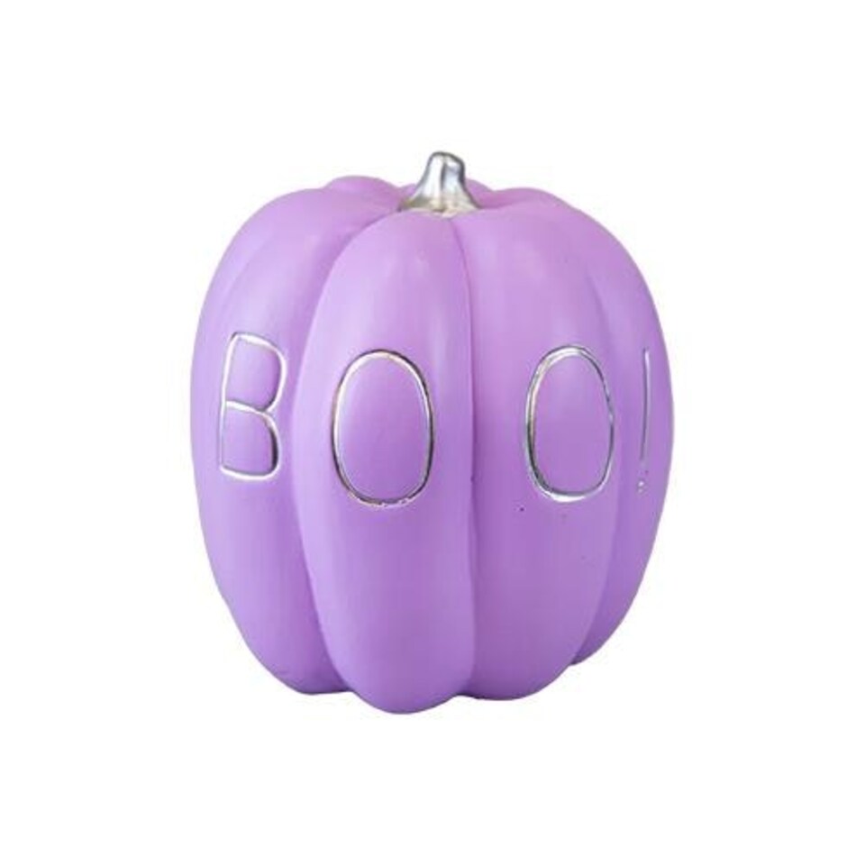 Boo! Purple Terracotta Pumpkin Halloween Decoration 17cm
